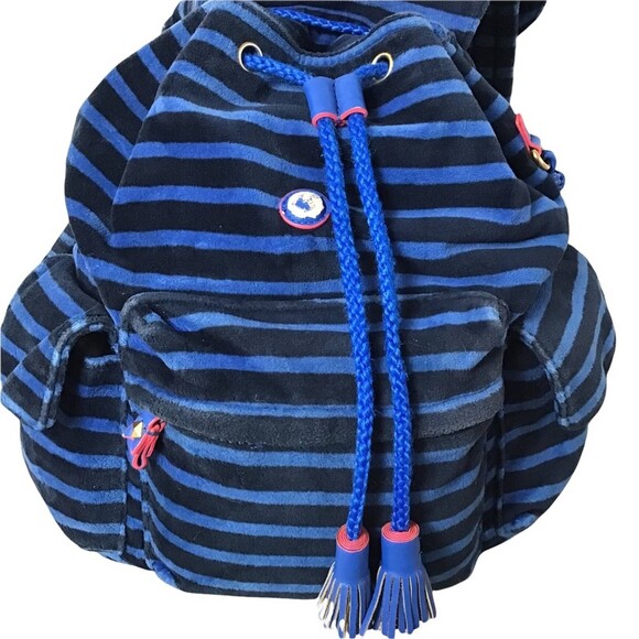 Juicy Couture Backpack and Lunch Bag Velour Striped Royal Blue, Black and Pink main image 10